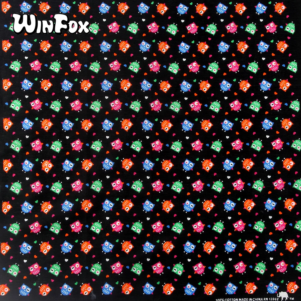Winfox 55 см * новый бренд хип хоп 100% хлопок милые банданы с рисунком совы для мужчин и
