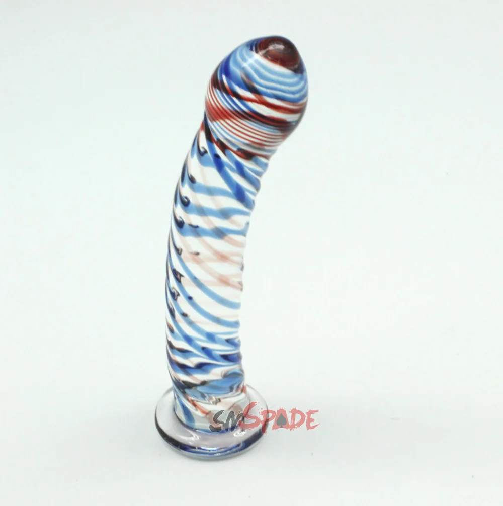 big Colorful Spiral glass dildo super touching feeling sex toys fake penis wand Masturbation toy device | Красота и здоровье