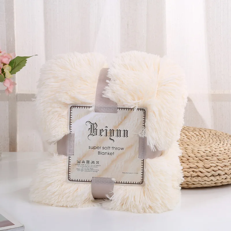 Milky white Новое одеяло из плюша и кораллового флиса, очень мягкое длинное пушистое меховое теплое уютное одеяло из искусственного меха с пушистой шерпой - Цвет: Milky white