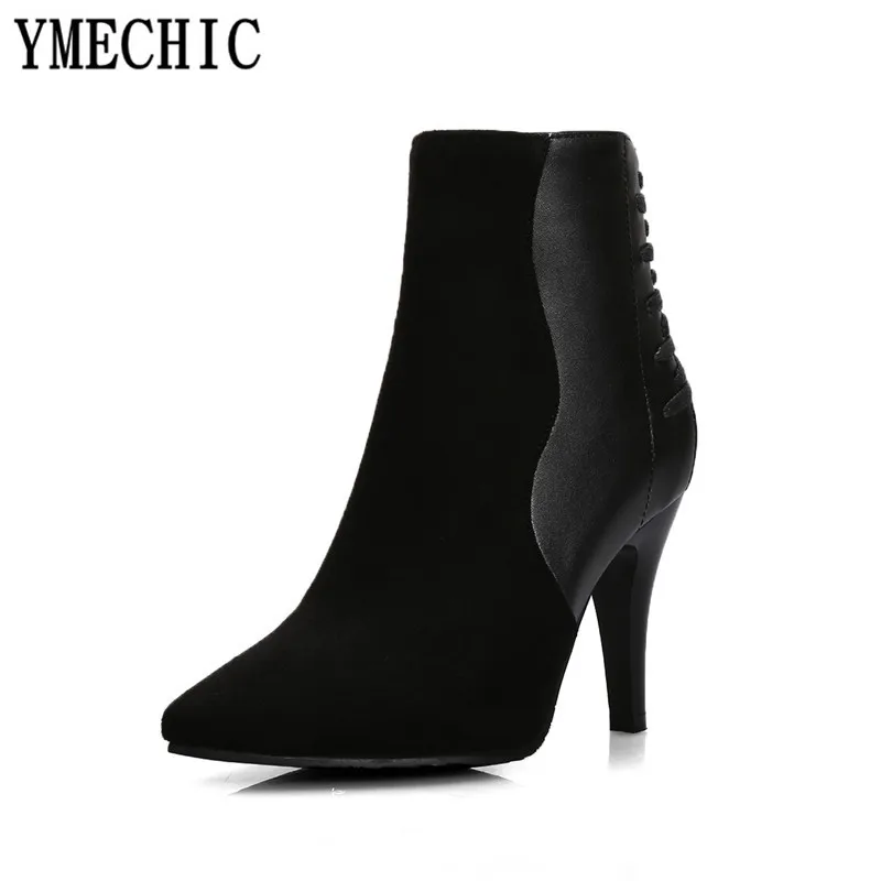 YMECHIC 2018 сексуальные тонкие высокие ботильоны на высоком каблуке женские осенние