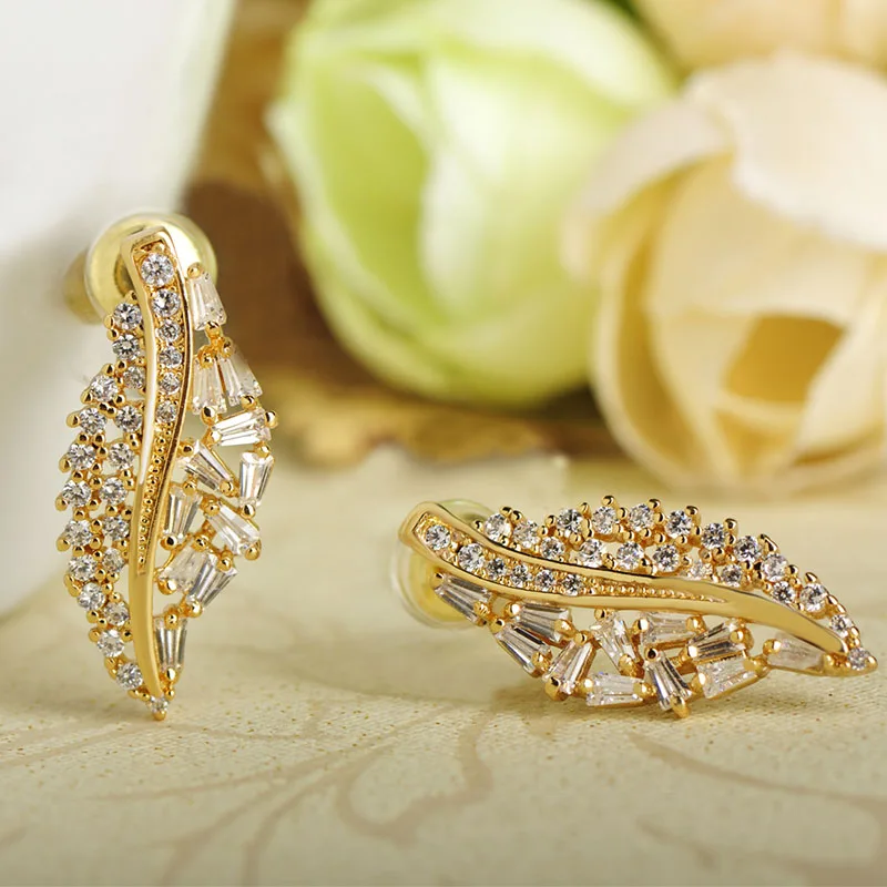 Женские серьги пусеты Dazz Brincos геометрические в форме розы с фианитом|stud earrings|stud