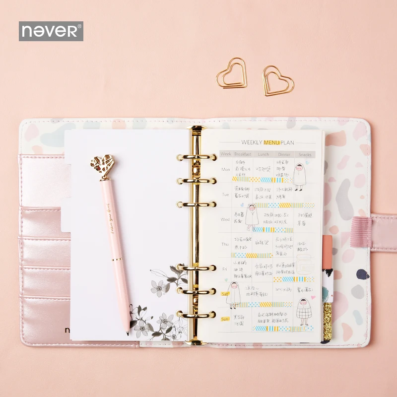 NEVER Pink Серия A6 спиральная записная книжка Корейская сетка точечная бумага планировщик личный ежедневный подарок Офисные и Школьные принадлежности Канцтовары