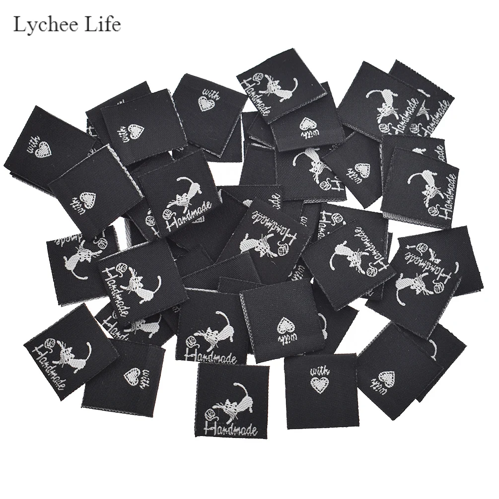 4 Lychee Life 50 шт. ручной работы Тканые ярлыки с надписью одежда обувь сумки ручной работы хлопковые этикетки Diy бирки для одежды Швейные материалы - Цвет: 4
