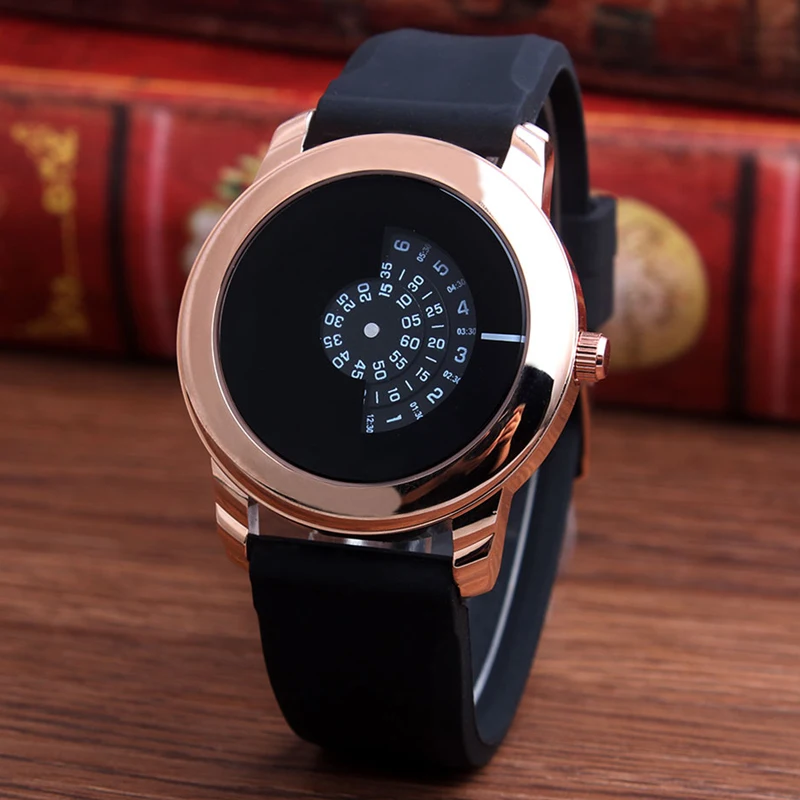 Новое поступление мужские подарки короткий дизайн черный резиновый ремешок