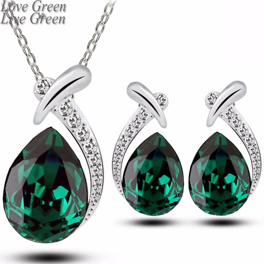 Женский Свадебный комплект из колье и серёг с австрийскими кристаллами|necklace earrings