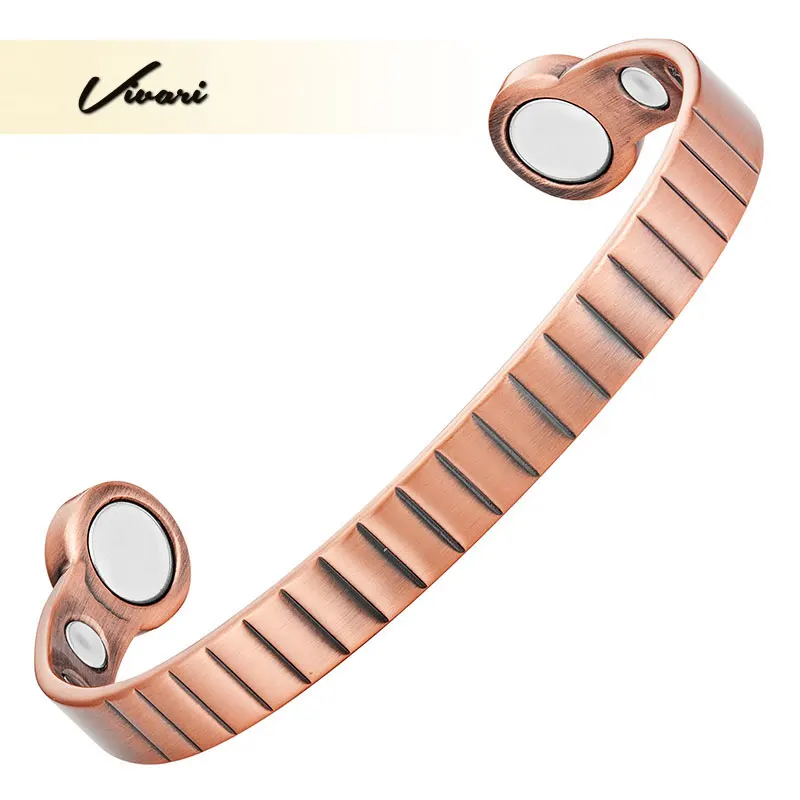 Virari трендовые 100% медные браслеты манжеты для женщин мужчин большие 2 шт. магниты