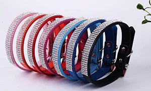 Mix Color 12 шт./лот Bling горный хрусталь искусственная кожа Регулируемый галстук-бабочка колокол воротник галстук щенок котенок собака кошка животное воротник - Цвет: Mix Color