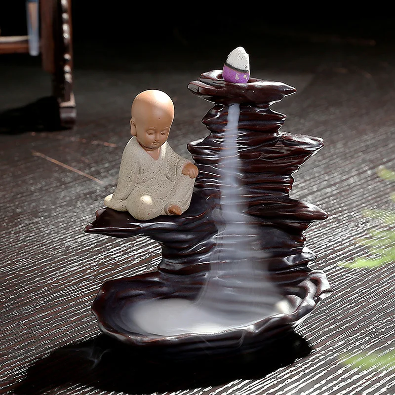 Домашние украшения креативные благовония горелка маленький монах Blackflow конусы