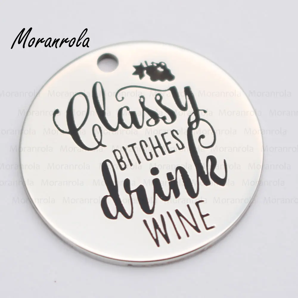 New arried&quot Classy Bitches Drink Wine &quot Copper necklace Keychain charm Hand Stamped Jewelry Unique - Funny Gift Lover | Украшения и