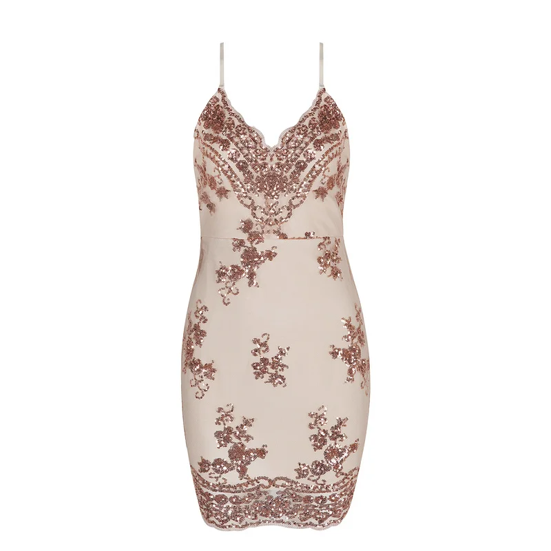 khaki v neck spaghetti strap bodycon 2017 knee length rayon bandage dress | Женская одежда