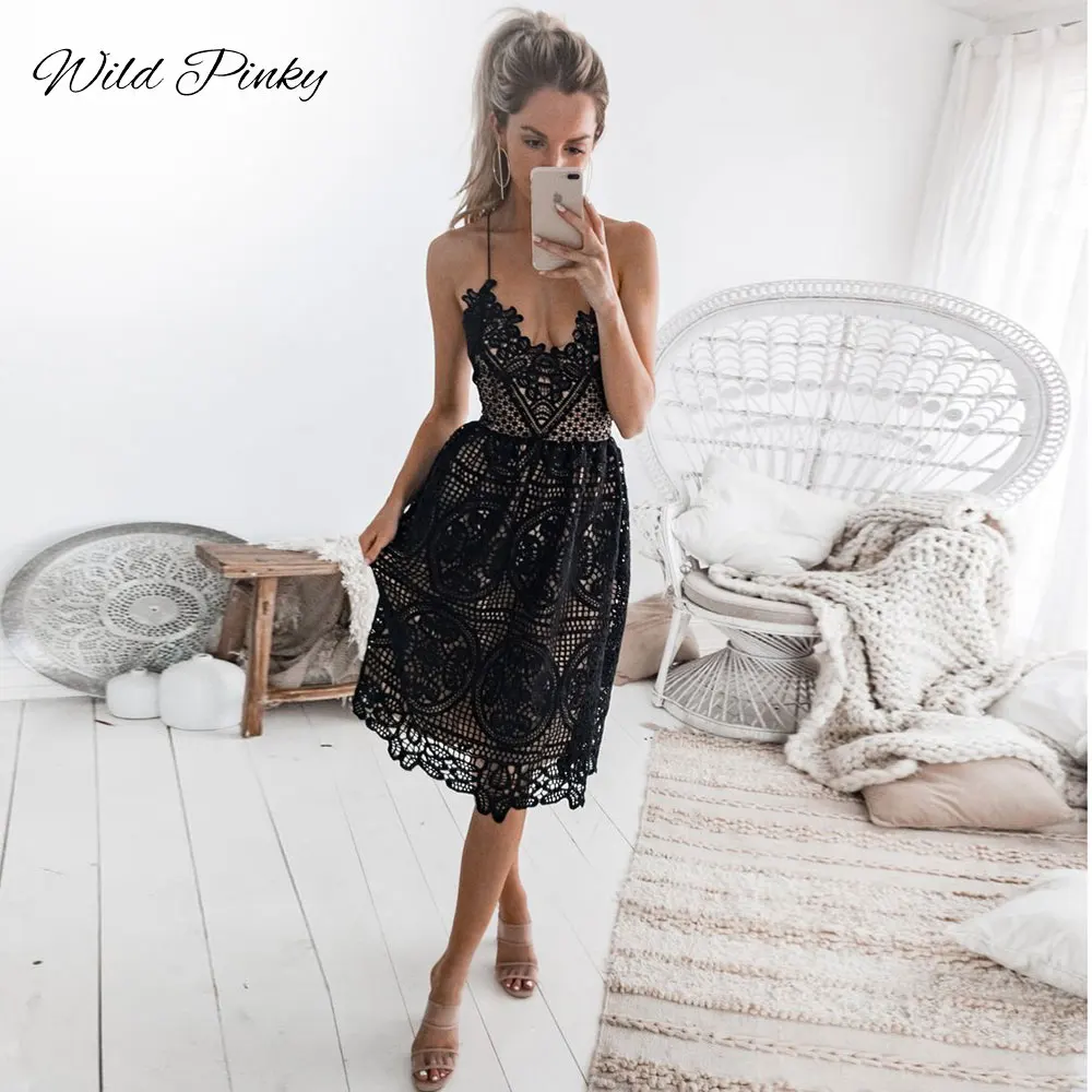 WildPinky пикантные нарядные Для женщин летние глубоким v образным вырезом спинки