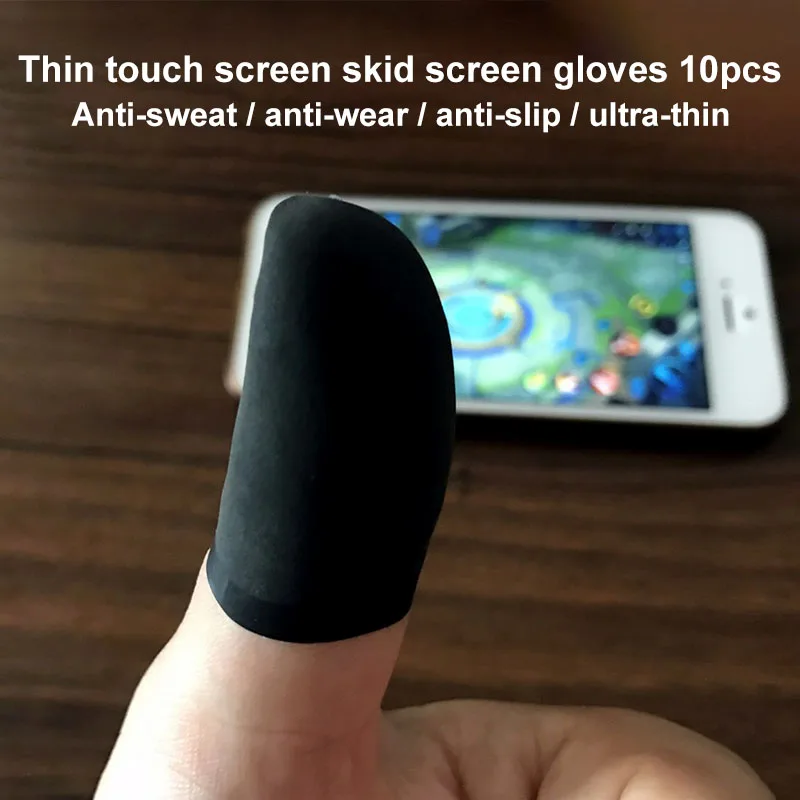 

10Pcs Mobile Finger Sleeve TouchScreen Game Controller Sweatproof Gloves for Phone Gaming EM88
