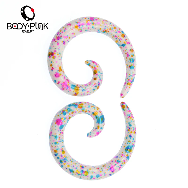 Спиральные растяжки для пирсинга тела в стиле панк Растяжитель ушей из белого