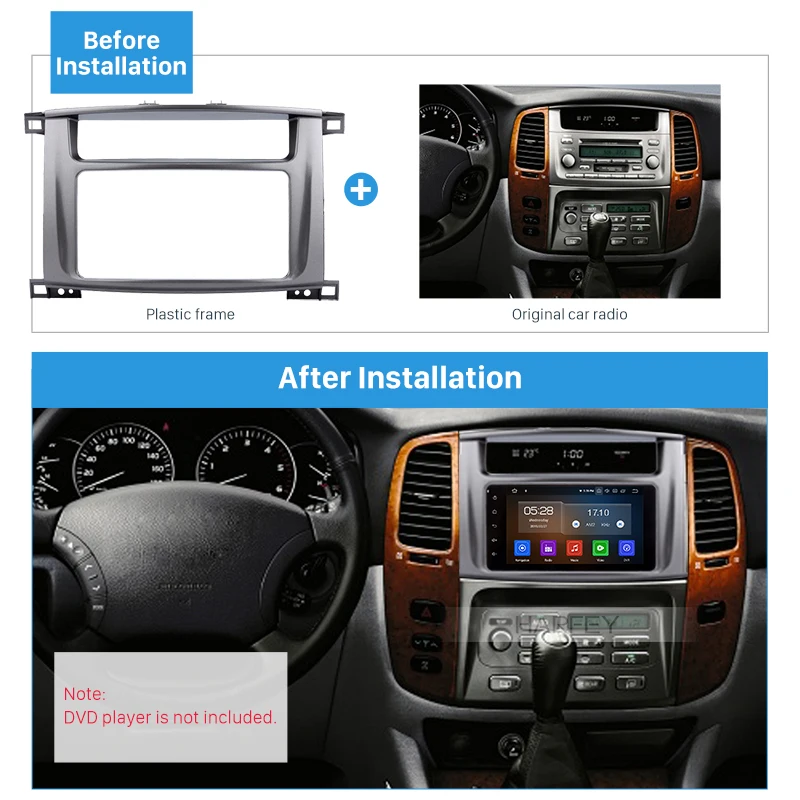 Harfey 2Din Автомобильная DVD стерео панель радио Fascia 200*101 мм рамка для Toyota LAND CRUISER 100 2003