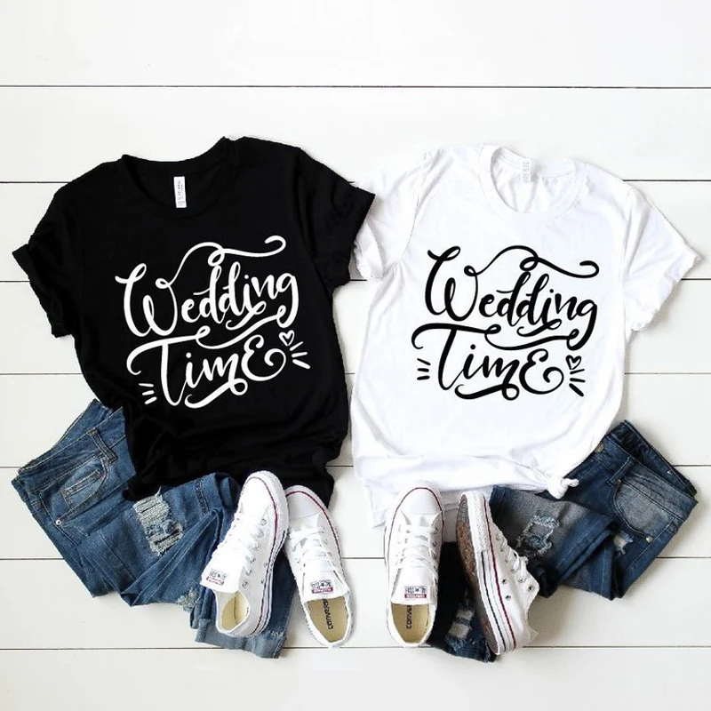 Обувь для невесты С принтами &quotОтряд Свадебные топ футболка рубашка время