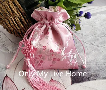 china knot pink Последний большой китайский узел декоративные подарочные сумки для ювелирных изделий Шелковый парчовый мешочек замшевая подкладка шнурок Пустые Сумки Для саше хранения 1 шт - Цвет: china knot pink