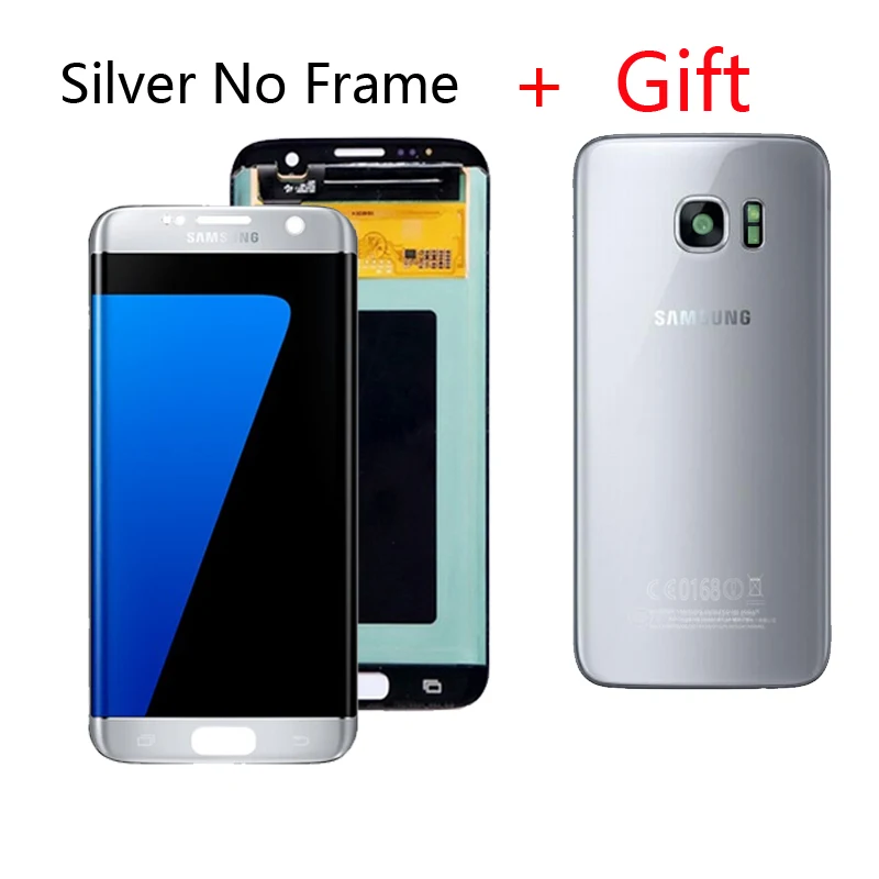 White No Frame ЖК-дисплей 5,5 ''с функцией сгорания теней для SAMSUNG Galaxy S7 Edge G935 G935F G935FD, сенсорный ЖК-экран с подарком, задняя крышка S7edge - Цвет: White No Frame
