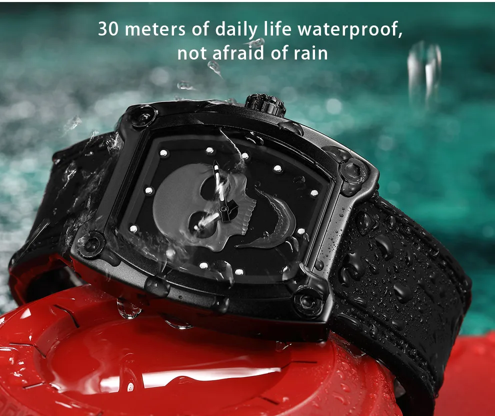BAOGELA nouveau Спорт кварцевые squelette montres bande de Silicone грудь для люминисцентных crâne montre-браслет homme Relogios Mascu