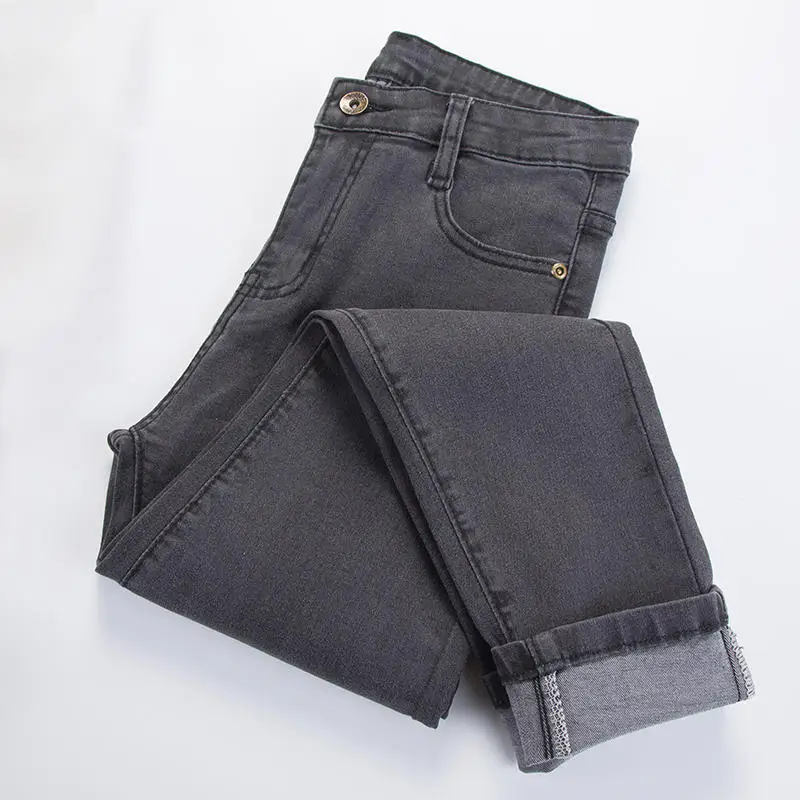 Grey Jeans Винтажный с высокой талией джинсы женские джинсовые узкие брюки Повседневная Уличная Одежда большого размера обтягивающие джинсы женские s плюс размер джинсы Q1706 - Цвет: Grey Jeans