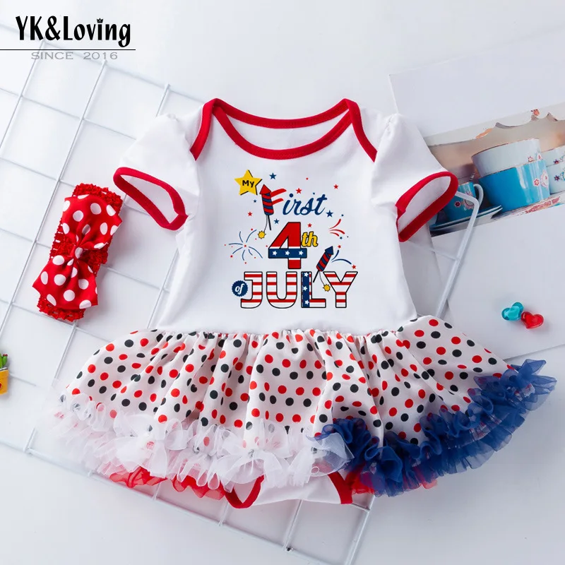 Комбинезон для новорожденных девочек 4 июля Летний комбинезон 0 3