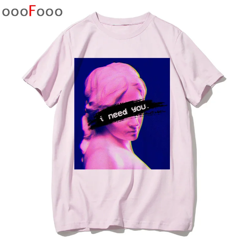 Vaporwave Футболка модная Harajuk Sad Girl Ретро аниме Мужская футболка японский