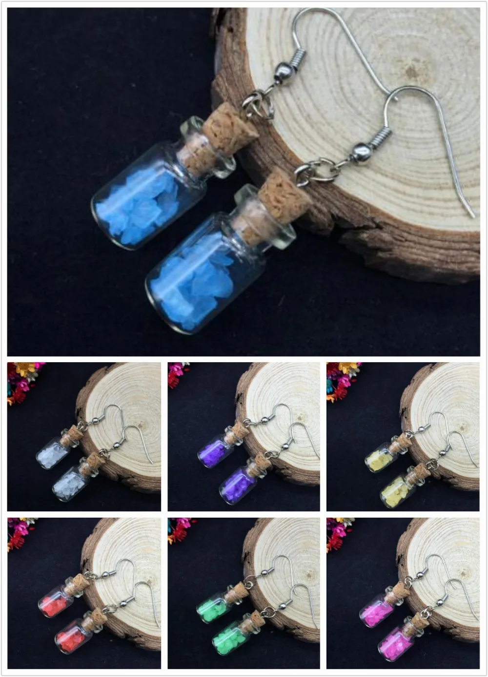 1 пара новая мода ручная работа ювелирное изделие стекло желая пробковая бутылка