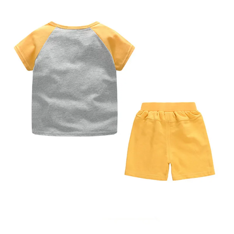 mimiwinga summer new boys casual cotton comfort printing letter mail short-sleeved shorts two-piece suit |