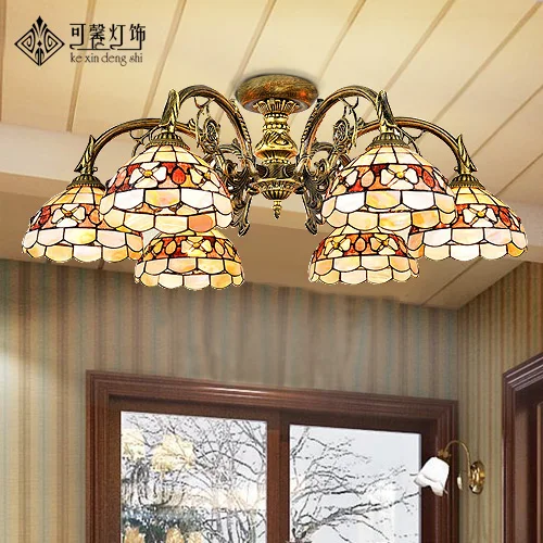 Европейский пасторальный корпус 6 всасывающих купольных ламп освещение для