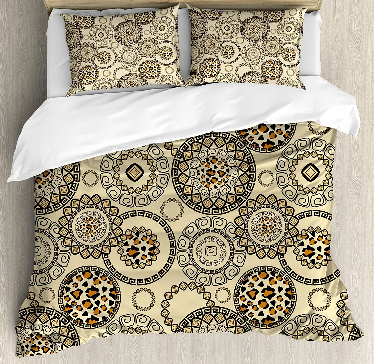 Primitive Duvet Cover Set African Safari Patterns Cheetah Skin Print Animal Theme Neutral Color Decoration 4 Piece Bedding | Дом и сад