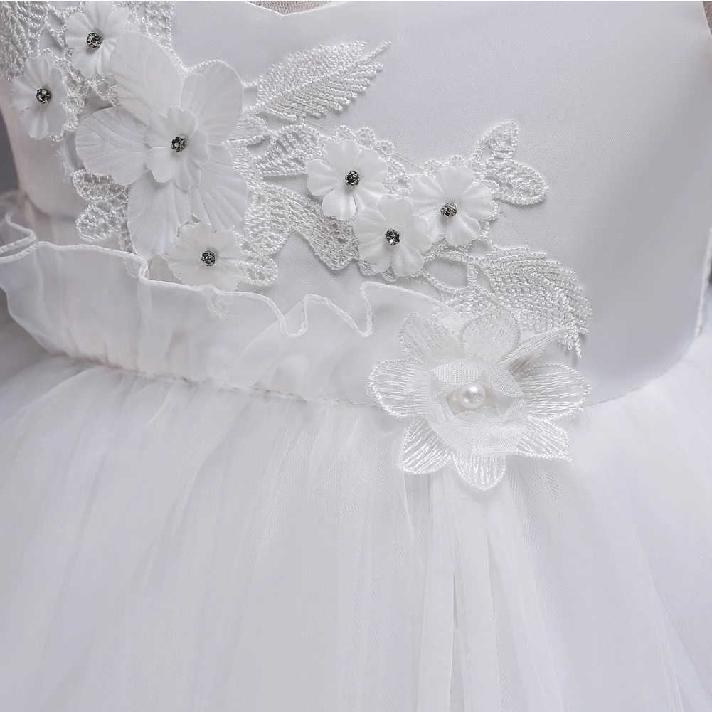 New Kids Clothing Ruffle Ribbons Children Knee Length Flower Girl Light Blue Dresses for Wedding Party 2 4 6 8 To 16 Years | Детская
