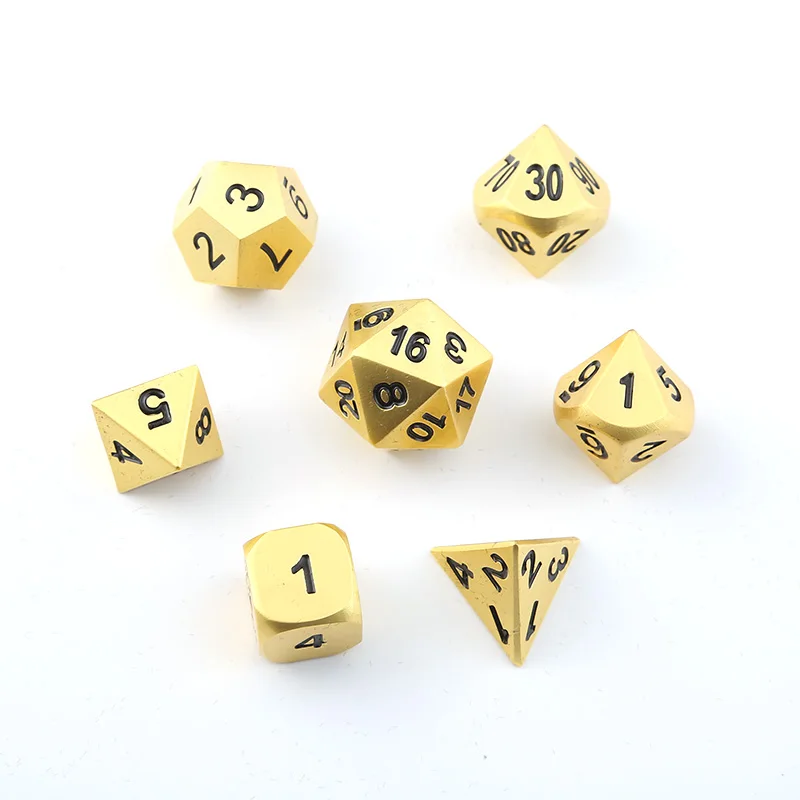 Игральные кости DND металлические Rpg набор многогранные подземелья и дракон черные настольные игры цинковый сплав желтый цифровой D& d кубики шаблон D6