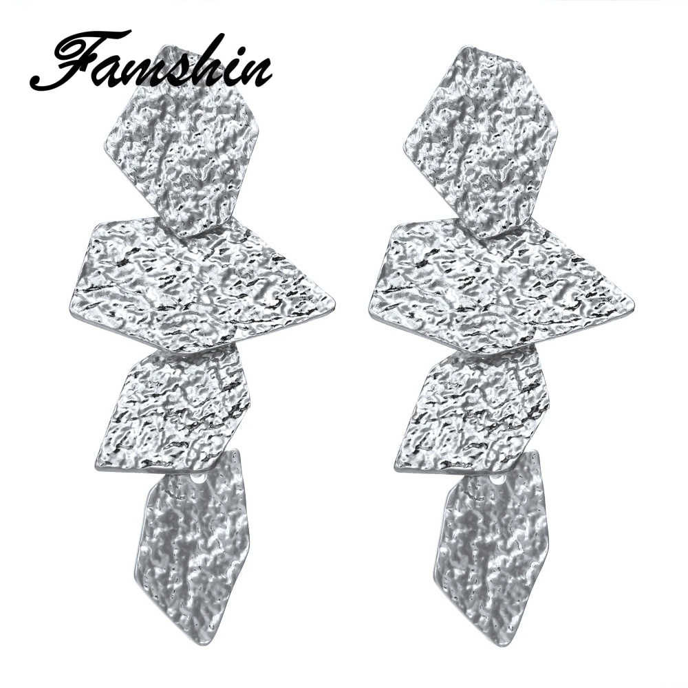 Модные геометрические серьги подвески FAMSHIN золотого и серебряного цвета для