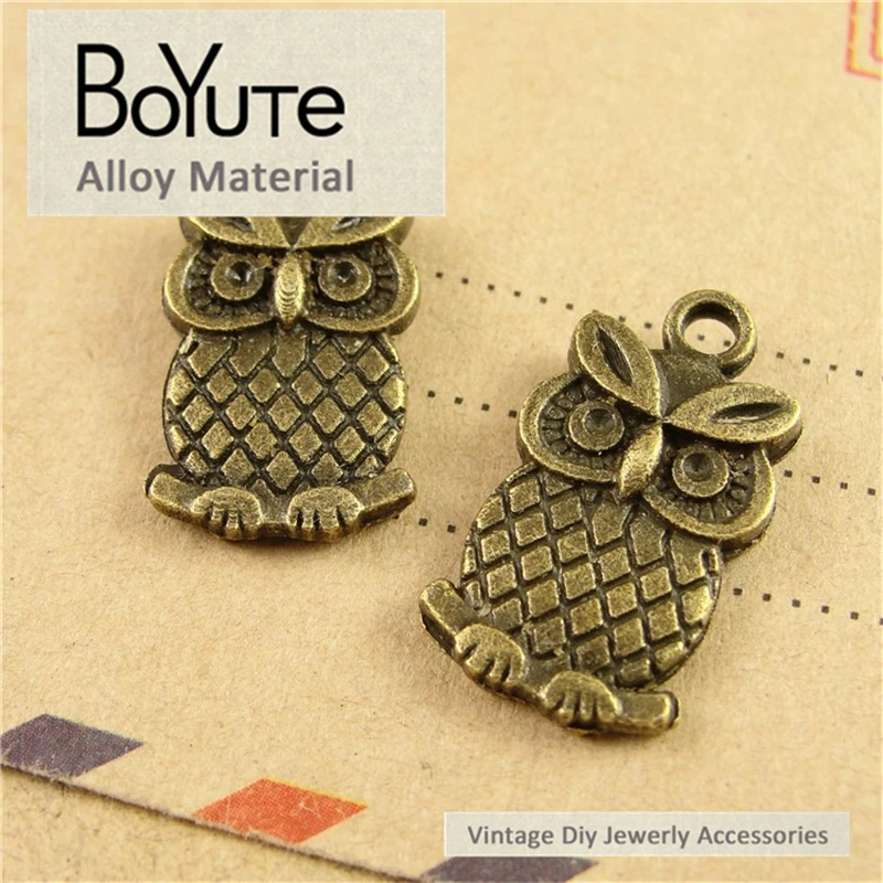 

BoYuTe (50 Pieces/Lot) 12*20MM Antique Bronze Plated Zinc Alloy Small Animals Owl Charms for Jewelry Making Findings