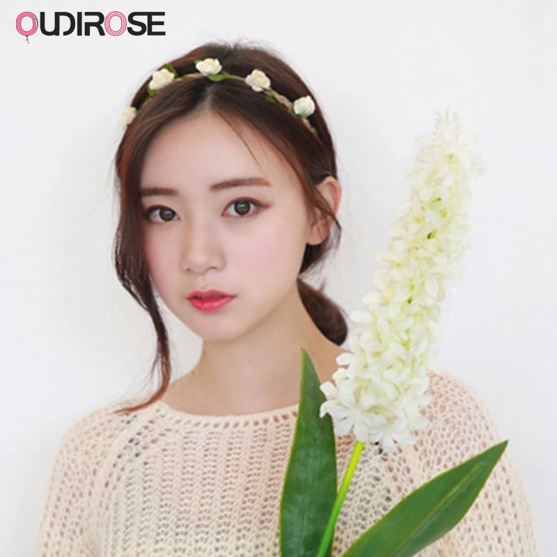 OUDIROSE M MISM Новая Свадебная лента для волос с цветами желтая Корона богемная лоза