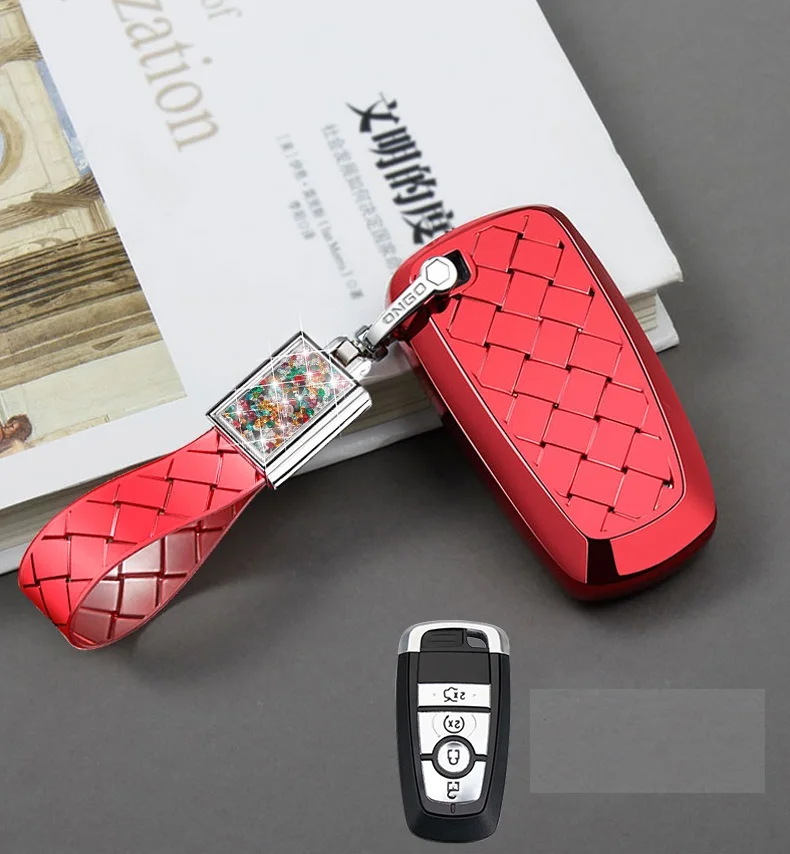 B Red Чехол для ключей для Ford ESCORT EDGE Ecosport Mondeo MUSTANG F-150 aurus Explorer Expedition Lincoln MKC MKZ MKX - Название цвета: B Red