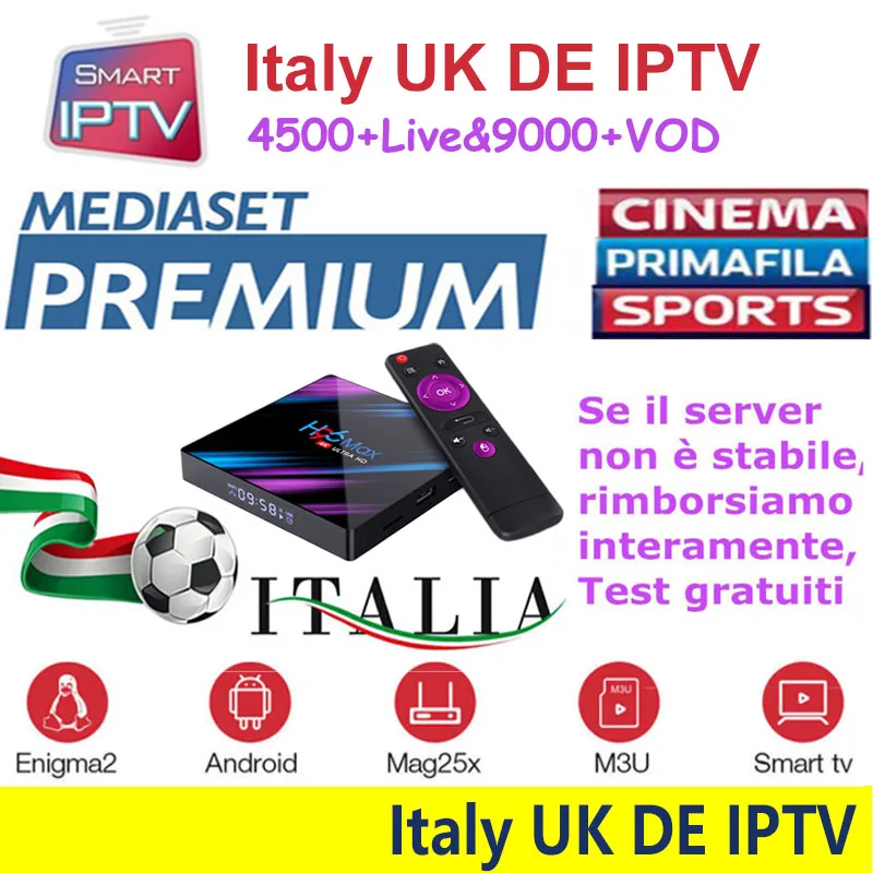 H96Max IPTV подписка итальянский Великобритания немецкий французский испанский Европа M3U Android enigma2 mag включает xxx и DAZN