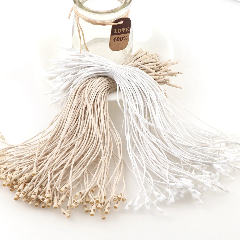 

200mm Long 100 Pieces Wax Line Medium Bullet Plastic Hanging Grain Tag Rope Cards Hanging Tablet Garment Bag Clothes Accessories
