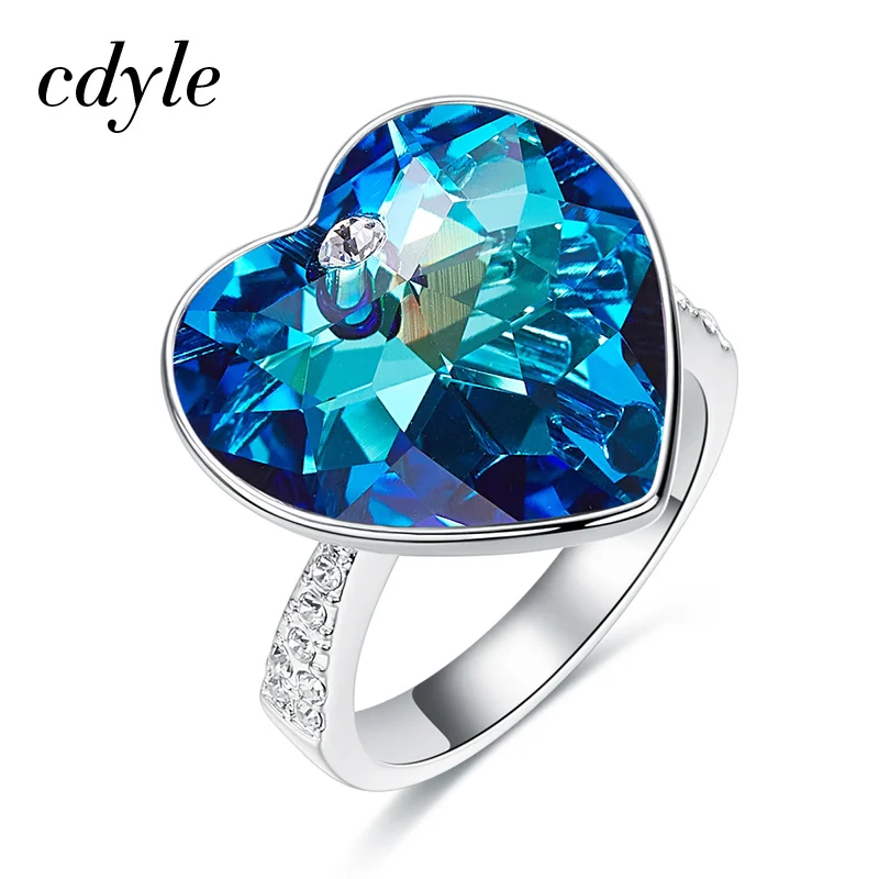 Blue Cdyle, Ювелирное кольцо, женское, украшенное кристаллом, обручальное кольцо, подарки для женщин, кольцо на палец - Цвет основного камня: Blue