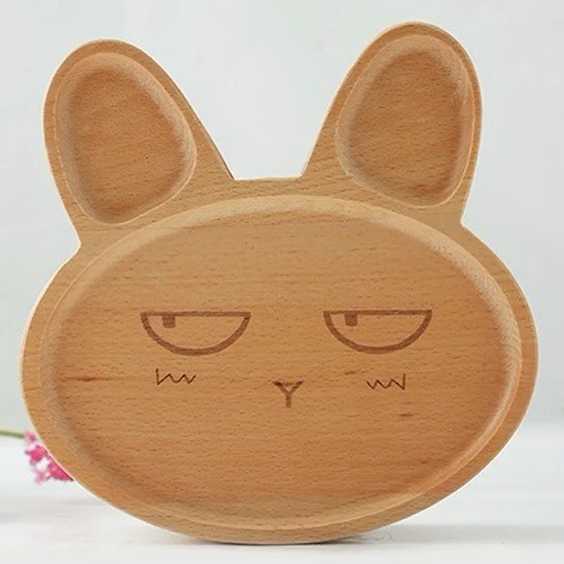Деревянный поднос для сервировки 1 шт. обеда с кроликом тарелка еды мультяшная