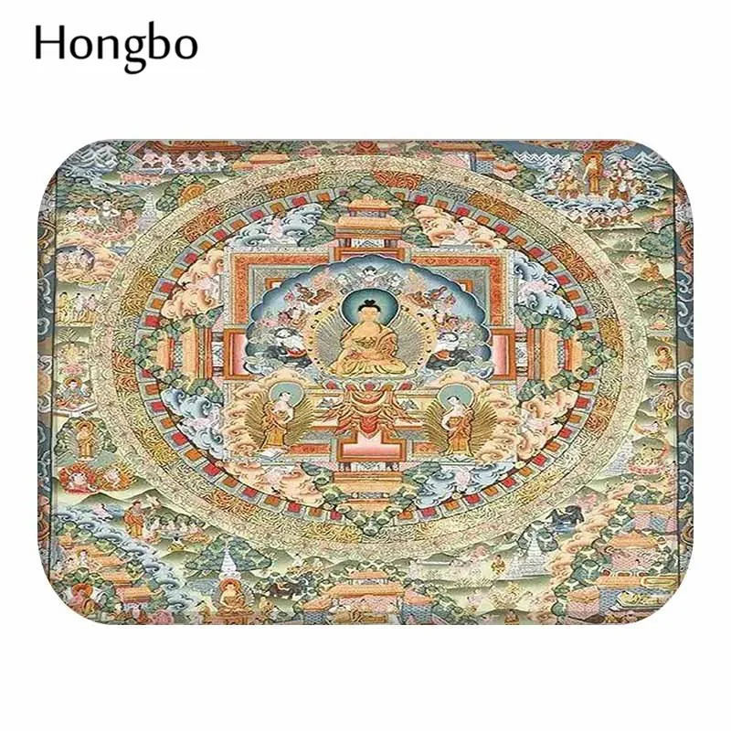 Hongbo Будда статуя Коврик для двери узор Декоративный Коврик Нескользящие двери впитывающие коврики коврик для ванной комнаты