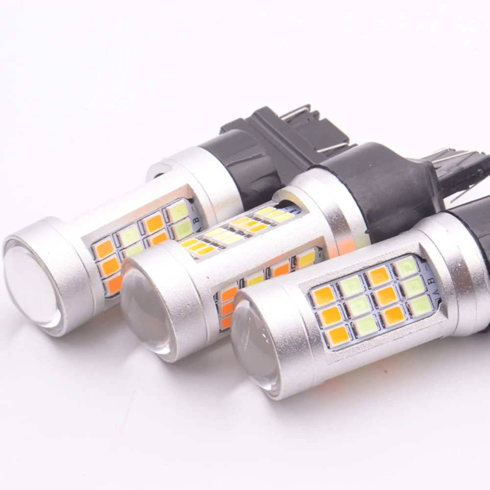YSY 1 шт. Ксеноновые белые/Янтарные гипер вспышки 7443 3157 2835 Чип 42SMD Switchback