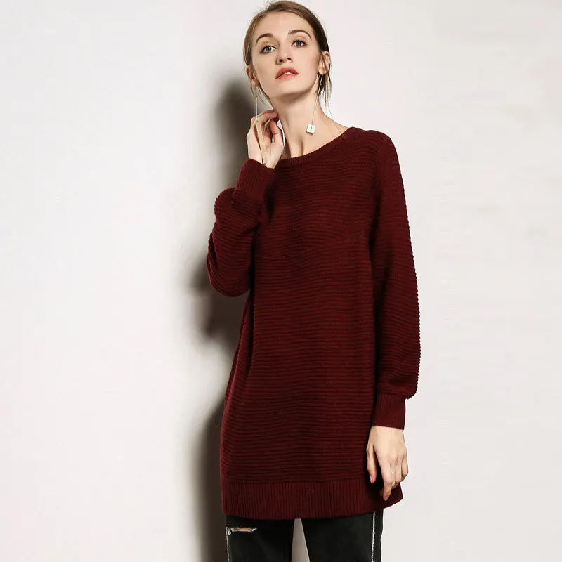 Women Loose Woolen Sweater Dress knitted sweater dress women Elegant pull knit winter 2018 autumn jumper vintage pullover | Женская