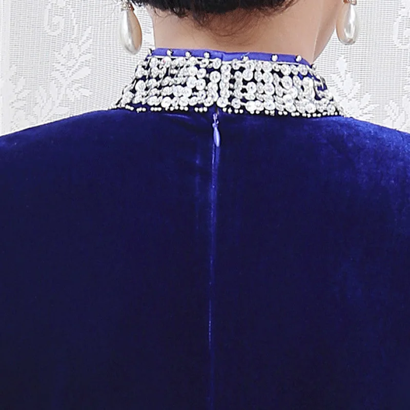 Модное бархатное сексуальное длинное платье Ципао в традиционном китайском