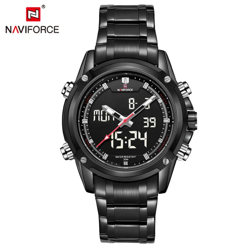NAVIFORCE часы Мужские лучший бренд класса люкс цифровые аналоговые спортивные наручные часы военные из нержавеющей стали мужские часы Relogio Masculino 9093 - Цвет: NA905001