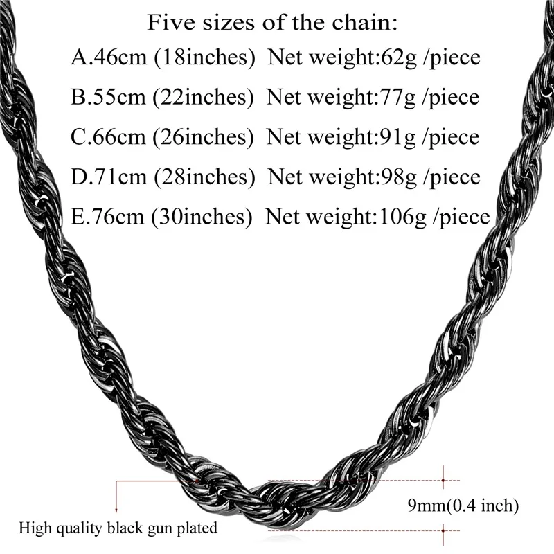 Витая желтая/черная Ювелирная цепочка с покрытием желтого золота модные