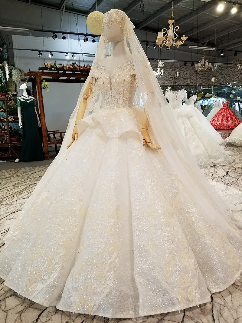 LS854112 бальное платье Свадебные платья с кисточками вуали аппликации О-образным