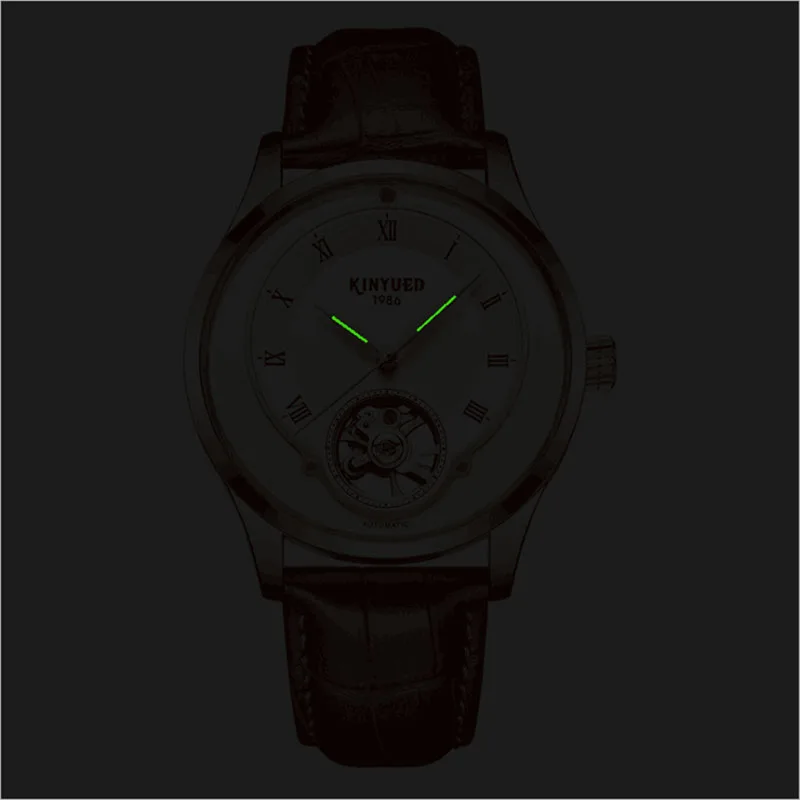 

KINYUED Luxury Waterproof Automatic Men Mechanical Watch Rose Gold Leather Luminous Self-Winding Man Casual Wristwatch 2019