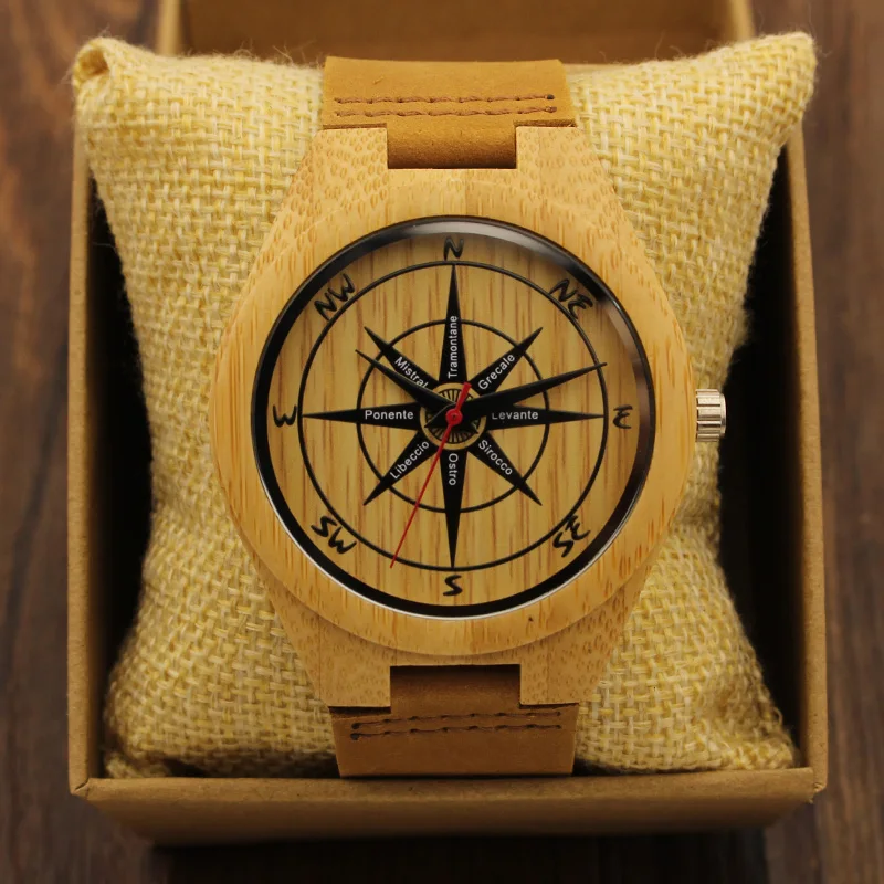 Модные мужские деревянные часы Eagle marble Horse Compass Япония Кварцевые полые роскошные