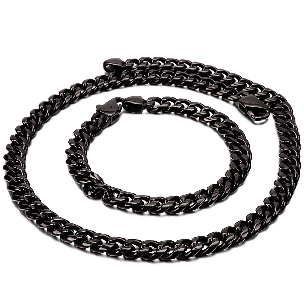 9 мм широкий полированный браслет цепочка из нержавеющей стали с кубинским