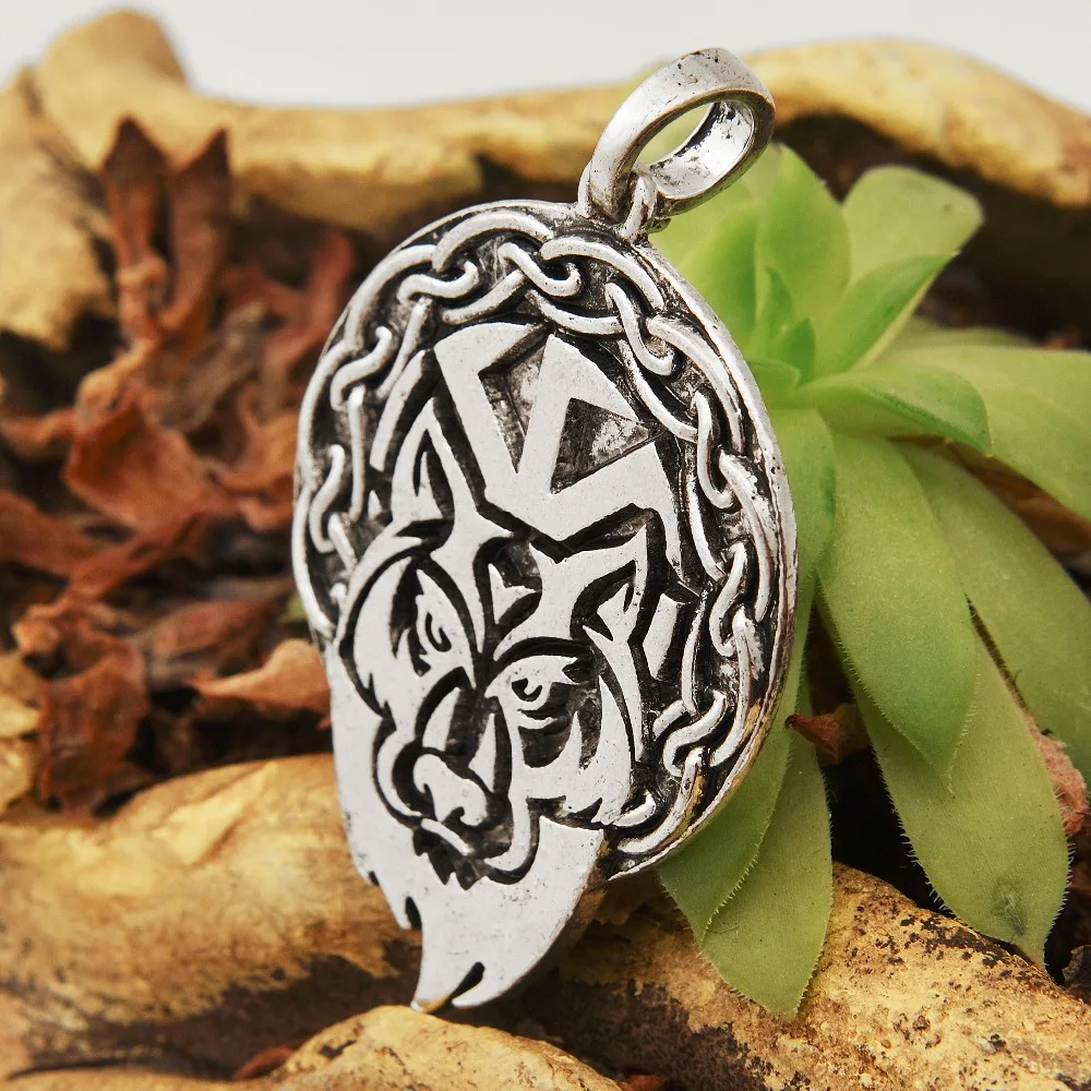 Винтажная Подвеска славянский оберег Коловрат волк с узлом круглая подвеска